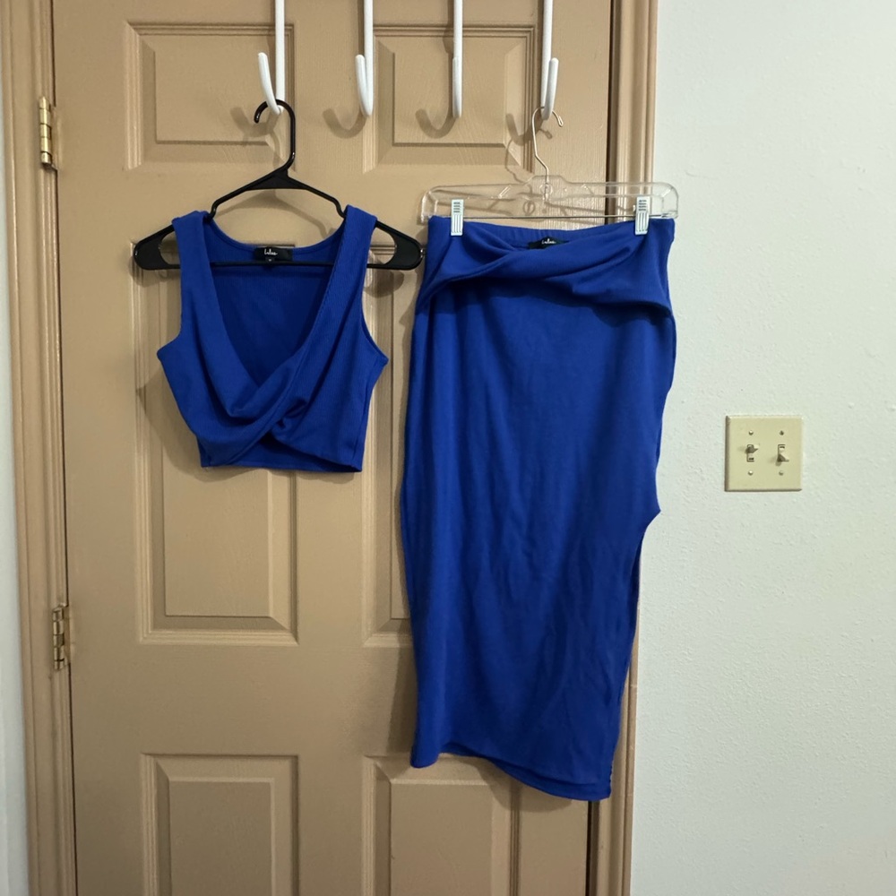 Royal Blue Women's Two Piece  Skirt Set